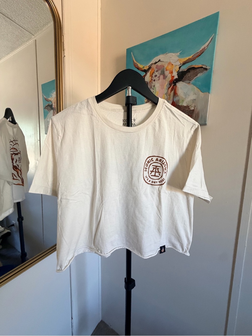 Iconic Arizona Desert Skull Cropped Graphic Tee XL